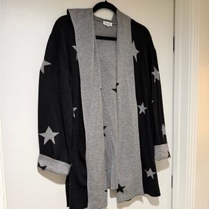 Splendid Sydney Reversible Hooded Cardigan in Black Gray Stars Womens - Size L